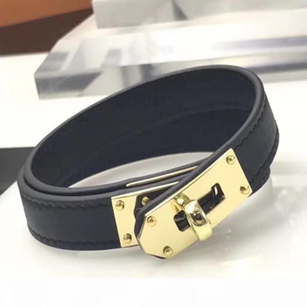 

luxury designer bangles plain weave leather cuffs h bracelet stainless steel fashion men and women bracelet jewelry, Black