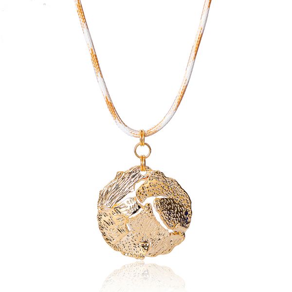 

2019 trend personality pendant necklace abstractism animal combination round gold pendant necklace jewelry personal accessories, Silver