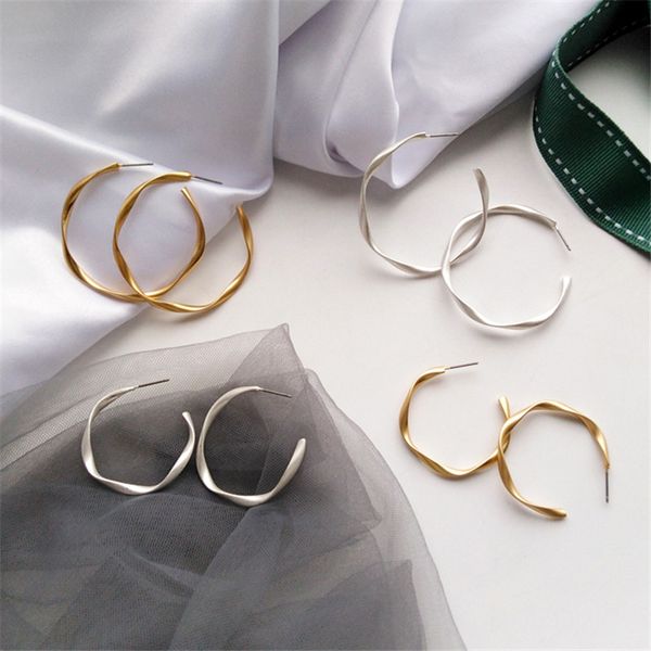 

stud fashion metal irregular geometrical earrings women spiral twisted round matte gold for, Golden;silver