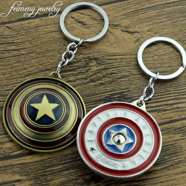 

feimeng jewelry keychain rotatable star shield pendant keyring fashion car key chain, Silver