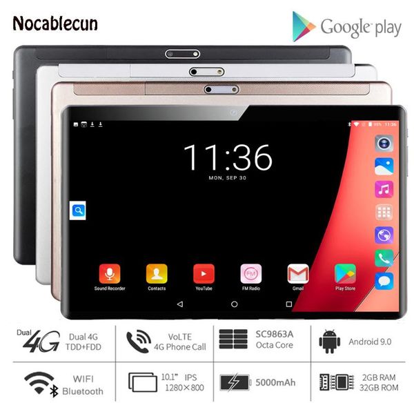 

new tablet pc 10.1 inch android 9.0 tablets octa core google play 3g 4g lte phone call gps wifi bluetooth tempered glass 10 inch