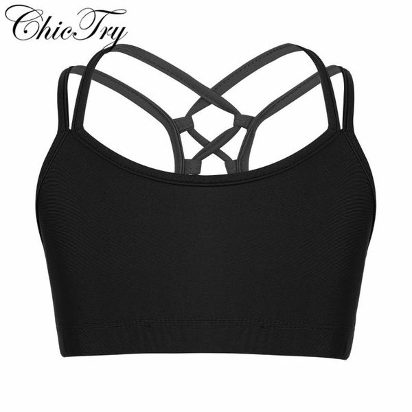 

girls ballet class bra crop for ballet dance stage performance dancewear clothes children workout gymnastics clothes, Black;red
