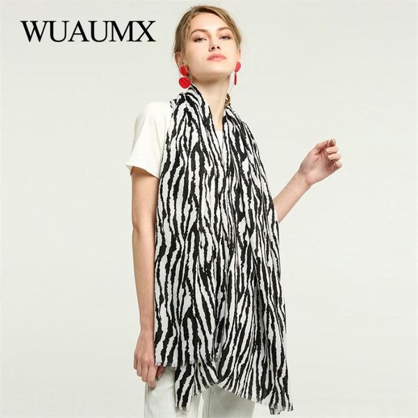 

wuaumx new women's scarf zebra pattern print scarves spring autumn stripe shawl and wraps for lady muffler hijab 180*90cm, Blue;gray