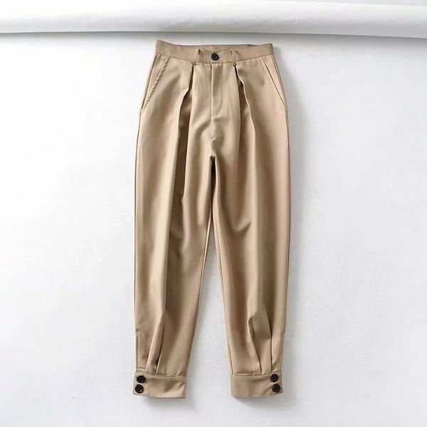 

women's pants & capris 2021 spring and autumn western casual simple loose fashion all-match thin high waist solid color harem, Black;white