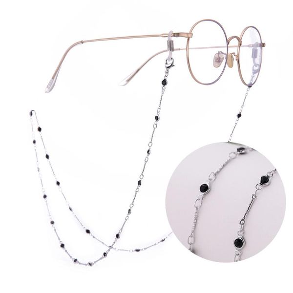 

eueavan 10pcs anti-slip black diamond sunglasses chain cord holder neck strap rope women rose gold silvery lanyards for glasses, Silver
