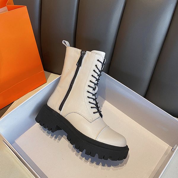 

boots autumn and winter leather fashion outdoor flat shoes women zipper ankle motorcycle, Black