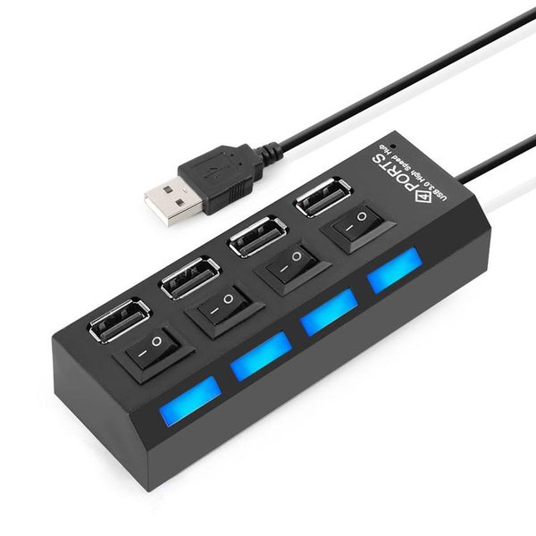 

cgjxsmini usb 2 .0 hub 4 ports portable high speed 480 mbps with on /off switch hub usb splitter adapter for pc laptop