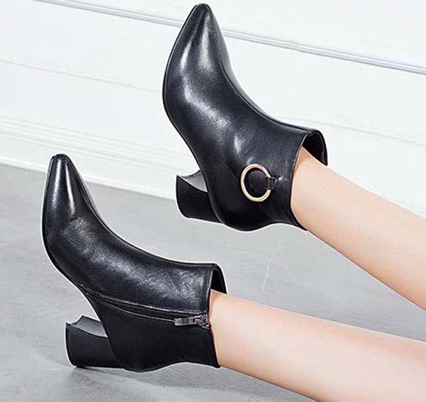 

fashion leather star women shoes woman leather short autumn winter ankle fashion brand women boots 07 p50, Black