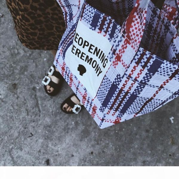 

south korea's dongdaemun niche street trend woven bag pe woven bag portable small