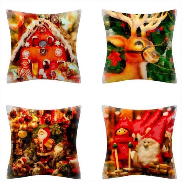

45cm merry christmas cushion cover pillowcase 2020 christmas decorations for home xmas noel ornament happy new year 2021