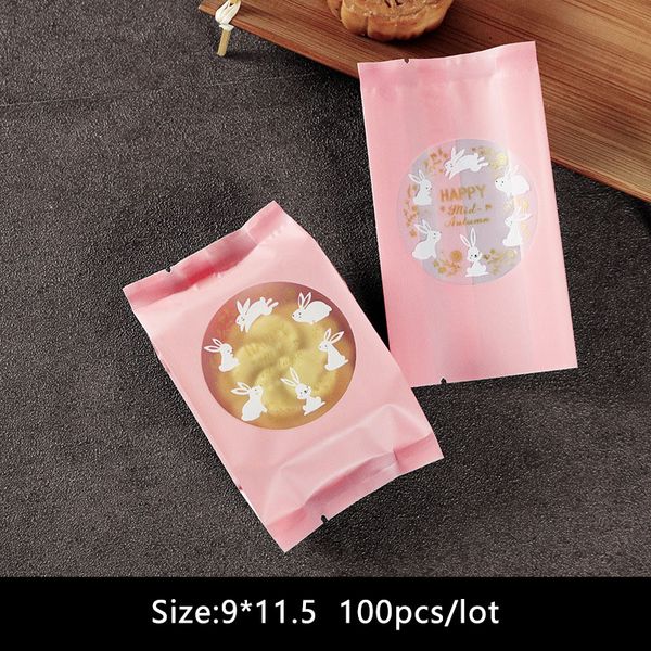 

100pcs/lot candy cookies bag homemade pink frosted pack cure cartoon circle nougat wedding party snack pack widened