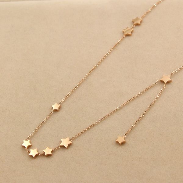 

martick 9 stars pendant necklace gold color link chain for women girl special necklace jewelry never fade p7, Silver