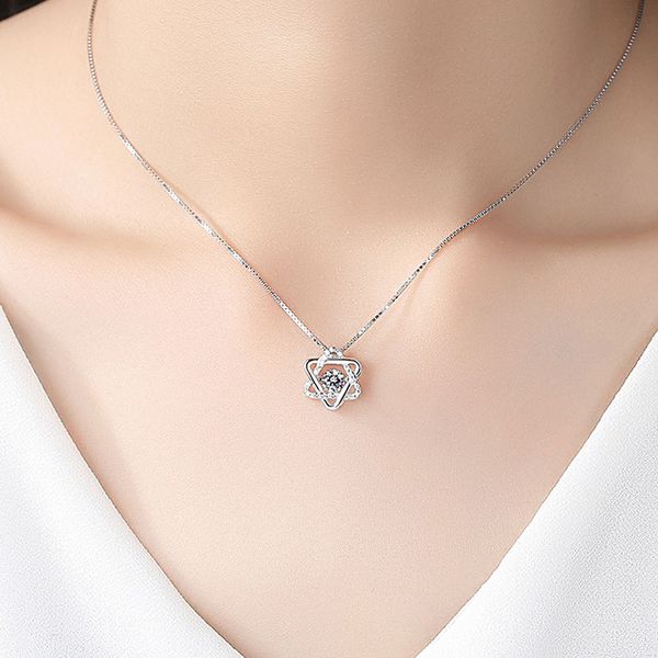 

s925 sterling silver pendant hexagon star necklace korean version bounce smart necklace sterling silver jewelry for girlfriend gift