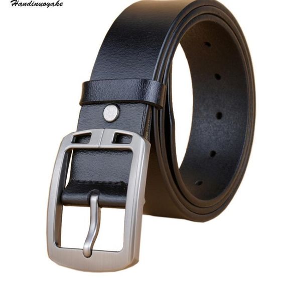 

sell fashion genuine leather belts for men brand design strap male pin buckle fancy vintage jeans cowboy04, Black;brown