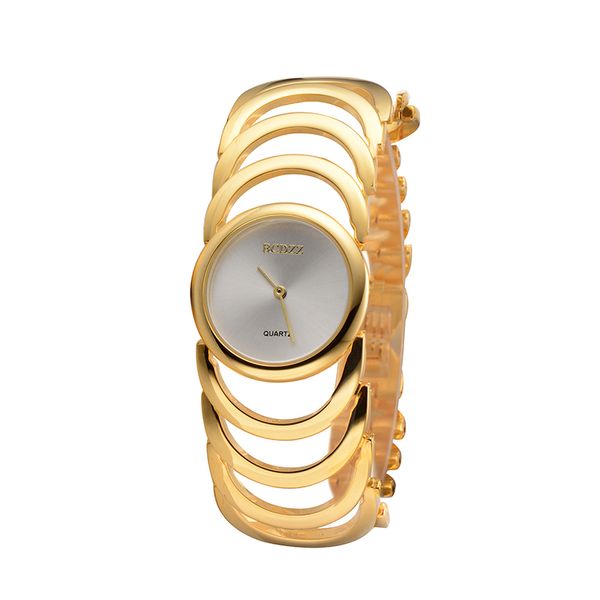 

fashion womens ladies gold round quartz analog dress bracelet wrist watch gift, Slivery;brown