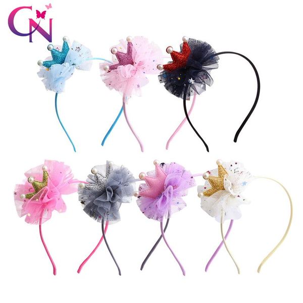 

hoops gift children cn princess shining lace crown sequin pearl rhinestone cute hair pink yarn headband girls accessories mesh frvvj, Black;brown