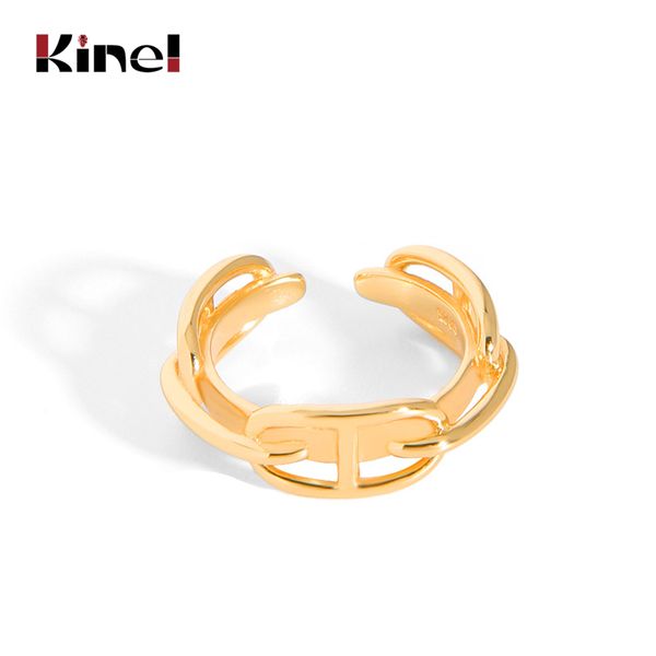 

cluster rings kinel 925 sterling silver ring minimalist temperament irregular open for women festival jewelry 2021, Golden;silver