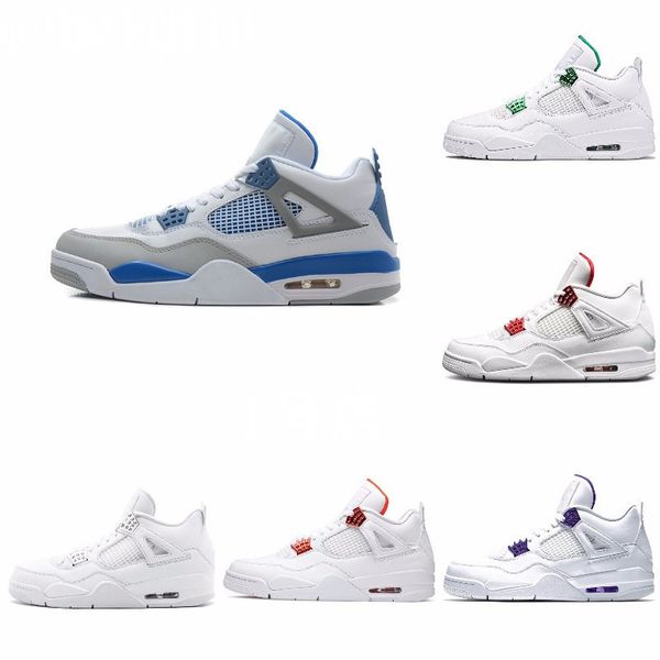 

cool grey 4 pure money metallic pack men basketball shoes 4s pine green court purple university orange red sneaker j#07-366