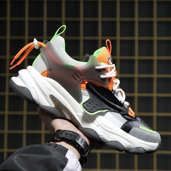 

плюс размер мужская коренастый тапок 2020 nhip hop мода красочный harajuku дышащий мужчины обувь тенис обувь спортивные кроссовки, Black