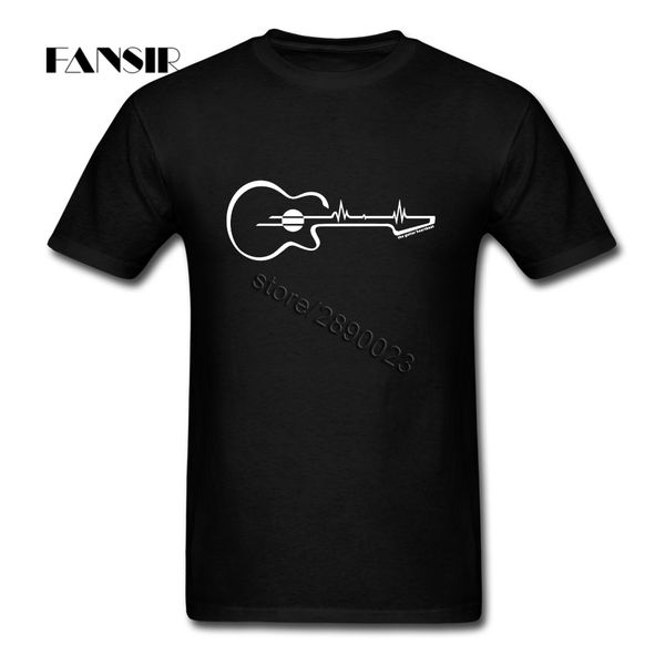

guitar heartbeat short sleeved t-shirts man novelty shirt cotton crew neck men's t shirt for team