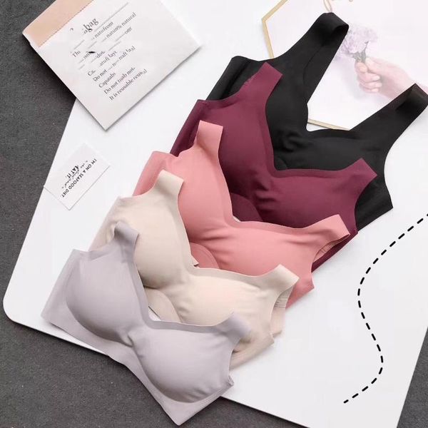 

seamless bra for women padded lingerie wireless brassiere push up vest sports bralette comfort underwear female intimates #f, Red;black