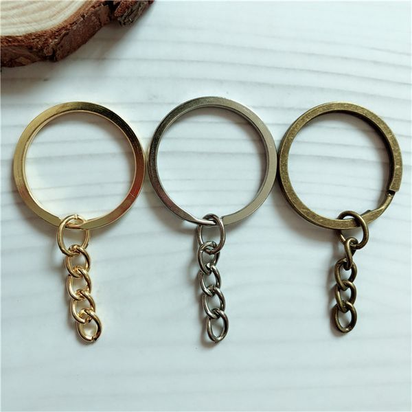 

25mm diy metal split ring blank keyring keychain nickel plated keyfob key holder rings women men gold bronze round key chains accessories, Slivery;golden