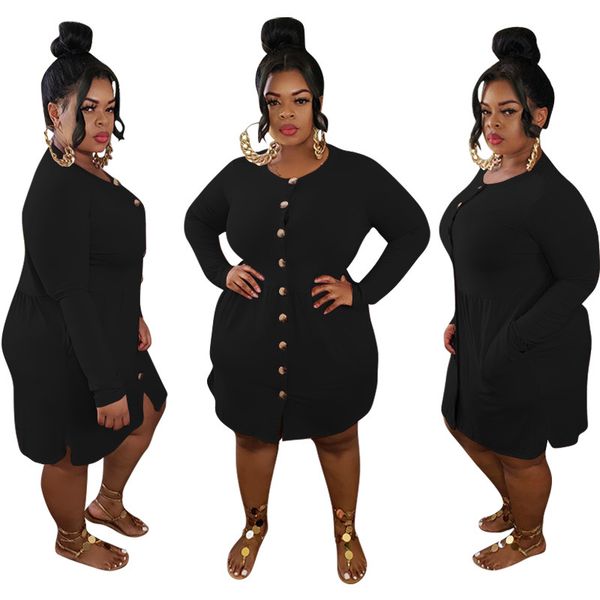 

dresses autumn ladies knee length dress fashion solid color single breated pencil dress plus size women clothing