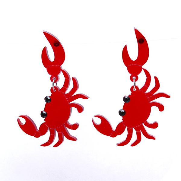 

dangle & chandelier hyperbole transparent red crab acrylic earrings for women girl fashion marine organism beach statement drop e19151, Silver