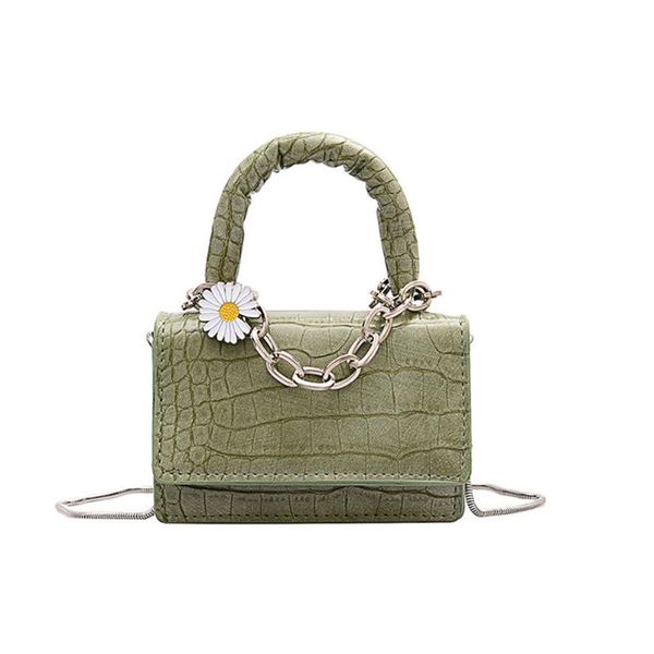 

retro daisy handbag women pu small bag fashion crocodile pattern mini crossbody bag solid color shoulder