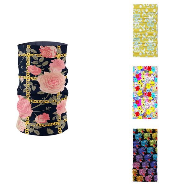 

3d flower pattern art bandana microfiber seamless tubular mask sports hijab scarf hiking dustproof headband neck gaiter kerchief, Blue;gray