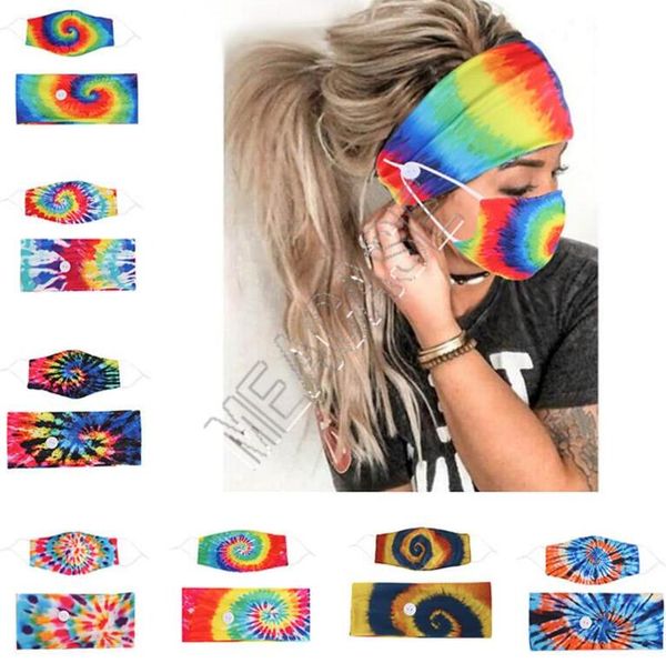 

headband mask 2pcs/pack face mask holder headbands with button hairband designers 3d spiral tie dye masks elastic masks head bands d81808, Slivery;white
