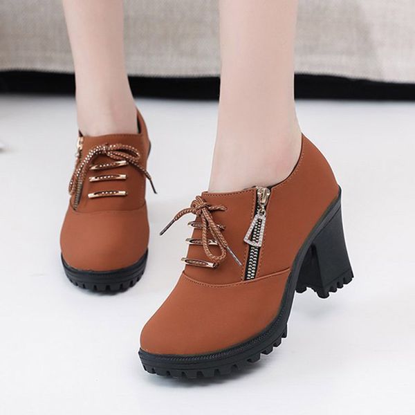

gladiator boots lace up pumps zip high heels dress shoes leather platform shoes for women metal ladies zapatos mujer 8305c, Black