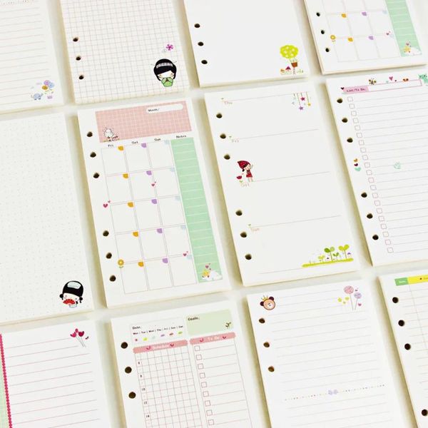 

45 sheets kawaii a5 a6 loose leaf notebook paper refill spiral binder index inner pages monthly weekly daily planner agenda, Purple;pink