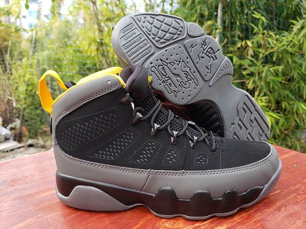 

new arrival 9 university gold black dark charcoal men basketball shoes 9s jumpman mens sports shoes with box