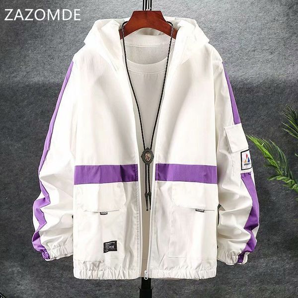 

men's jackets 2021 jacket fashion hip hop stitching hooded long sleeve men casual streetwear loose coats, Black;brown