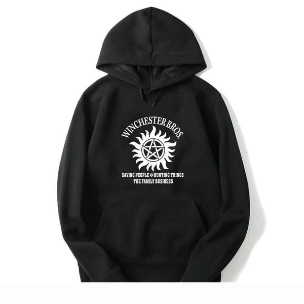 

supernatural long sleeve hoodies sweatshirts autumn hooded sweatshirt pullovers women men fashion hoody boys girls lovely hoodie, Black