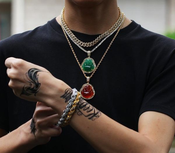 

мужские iced out ожерелье поддельный micro onyx будда clear stone hip hop подвеска cz chain88, Silver