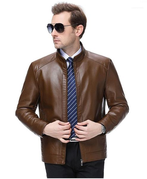 

мужские куртки single повседневный отворотом шеи hommes верхняя одежда зима mens конструктора кожаные пальто стенд воротник с длинным рукаво, Black