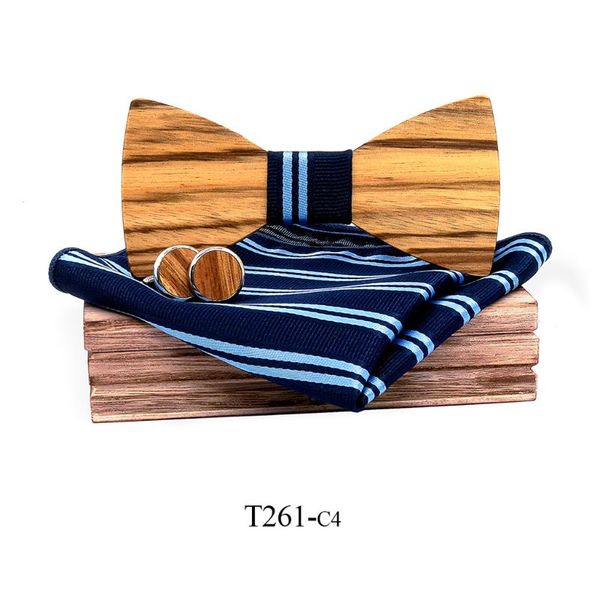 

zebra grain wooden bow tie for men male trendy necktie wood bowtie handkerchief cufflinks set box, Black;gray