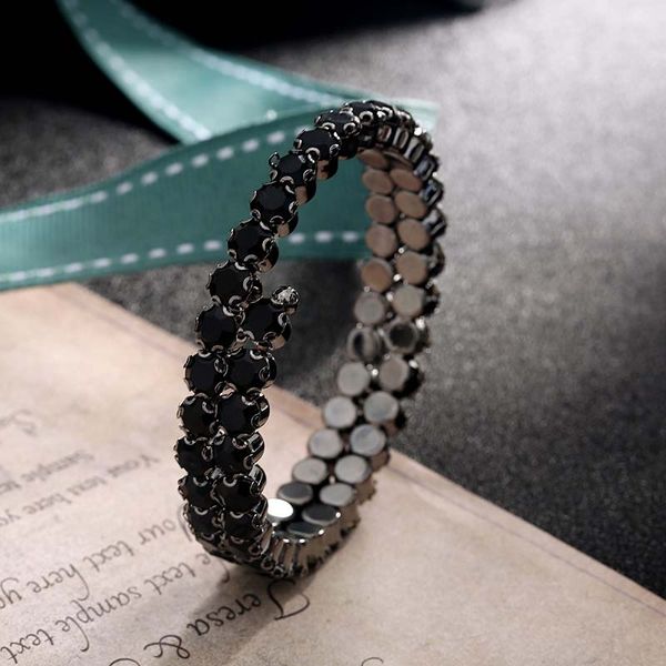 

bg-314 crystal bracelets for women multilayers silver color link bracelets bangles fashion full rhinestone wedding jewelry gift, Black