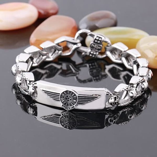 

1888.european and american fashion men's stainless steel bracelet personalized punk trend bracelet, Black