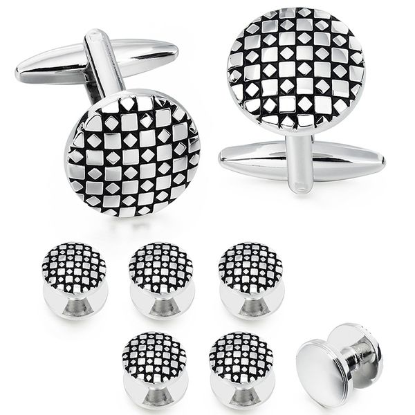 

HAWSON Classic Cuff Links and Studs Set for Men - 2 Pcs Cufflinks with 6 Pieces Studs in Gift Box CJ191116
