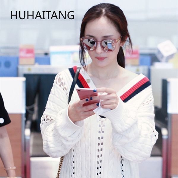 

huhaitangnew fashion sunglasses fashion all-match sunglasses trendy people colorful, White;black