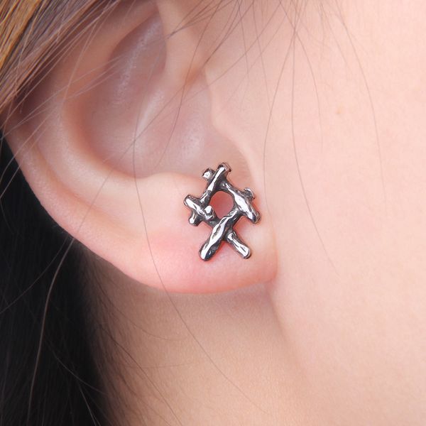 

dropshipping world premiere 316l stainless steel viking rune studing earring christmas gift for women 2pcs/lot, Golden;silver