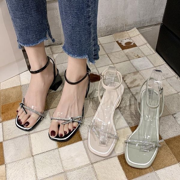 

ajar lilic shiny open toe square toe falt shoes women's sandals, Black