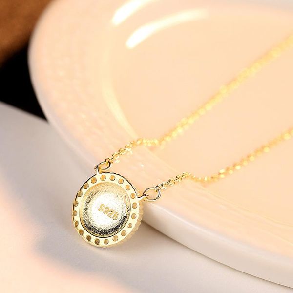 

brand new simple s925 round diamond set necklace ornament green jade necklace pendant 925 sterling silver