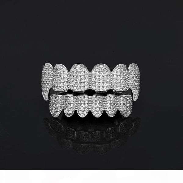 

new custom fit gold plated all iced out exclusive luxury bottom gold grillz set vampire classic teeth for women men, Black