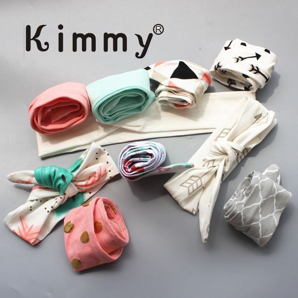 

5 карт 100% органического хлопка регулируемые детей оголовье head wrap tie top knot, пчелы улей акварели девушки оголовье, Slivery;white