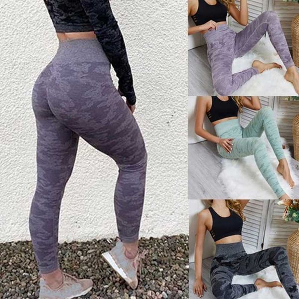 

women sporting running yoga pants breathable ankle length workout fitness leggings camouflage printing seamless sports leggings, White;red