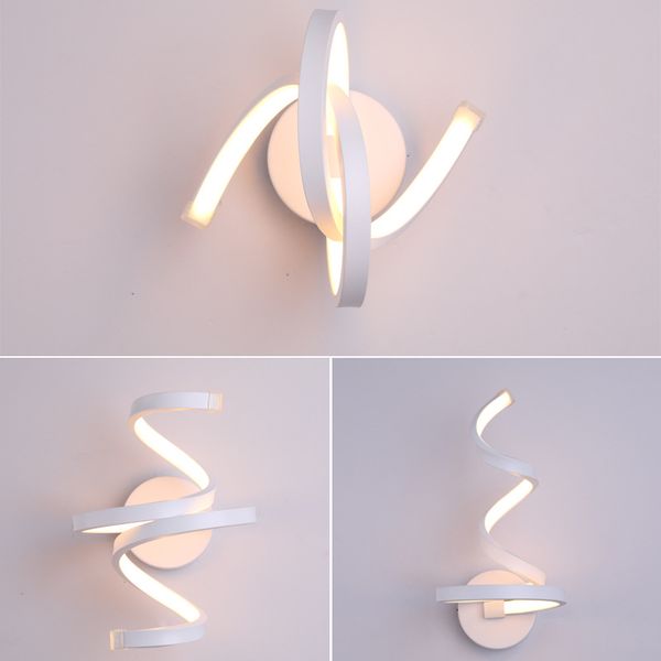 

wall lamp 18w 22w modern spiral led black white aluminium sconces living room bedroom bedside mount light remote control